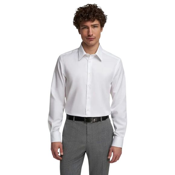 J. Ferrar Men's White Dress Shirt Stretch Slim Fit NWT M 15-15 1/2 Brand new - Picture 1 of 10